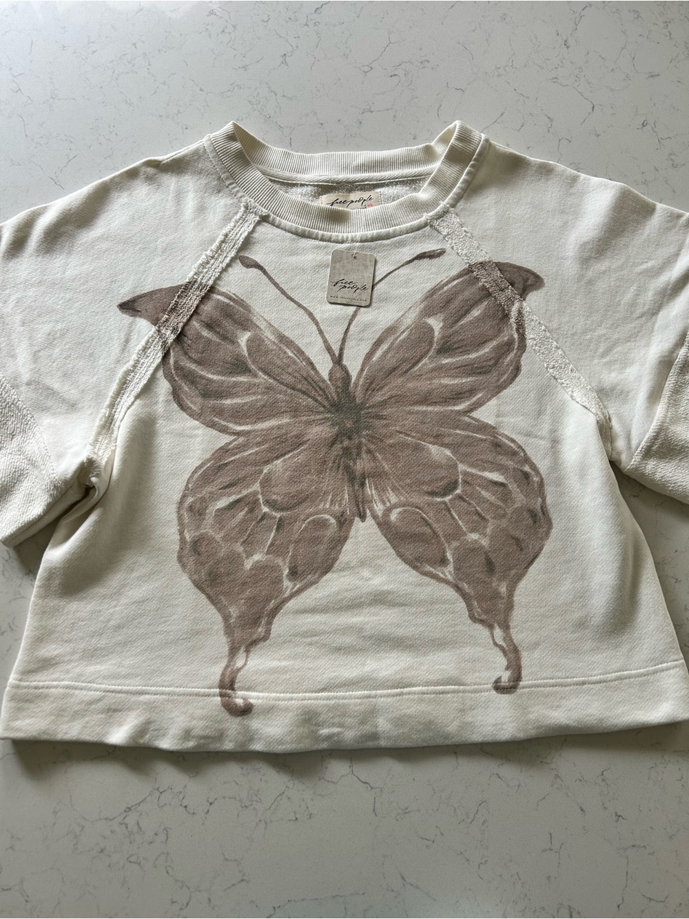 ❌SOLD❌NWT Free People Dahlia Short Sleeve Pullover in Tofu Combo - Picture 2 of 16